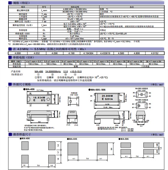MA-406晶振规格书