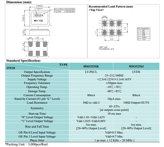 HSO322S晶振规格书