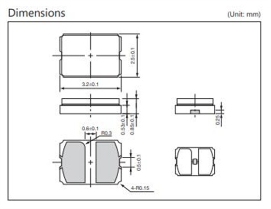 CX3225GA晶振尺寸图 CX3225GA晶振尺寸图